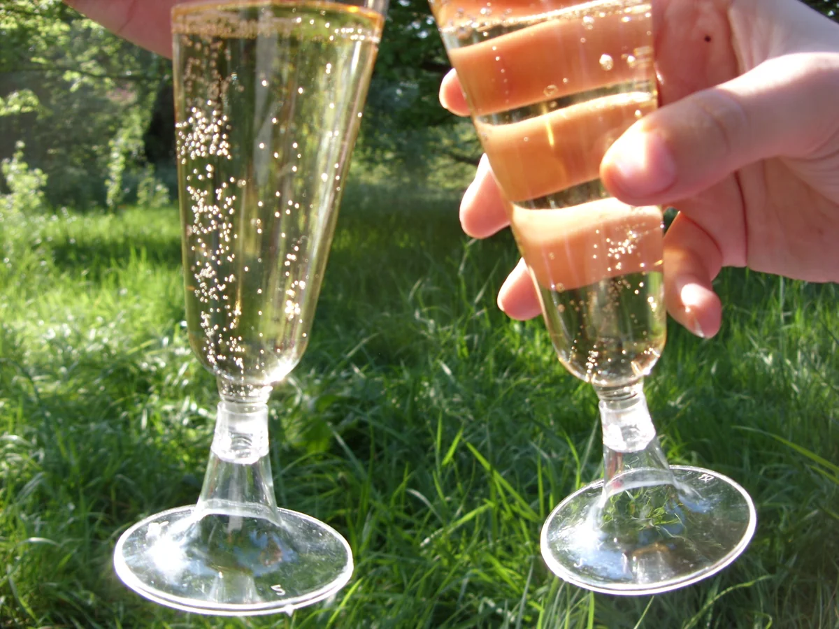 Two glasses of Champagne outdoors